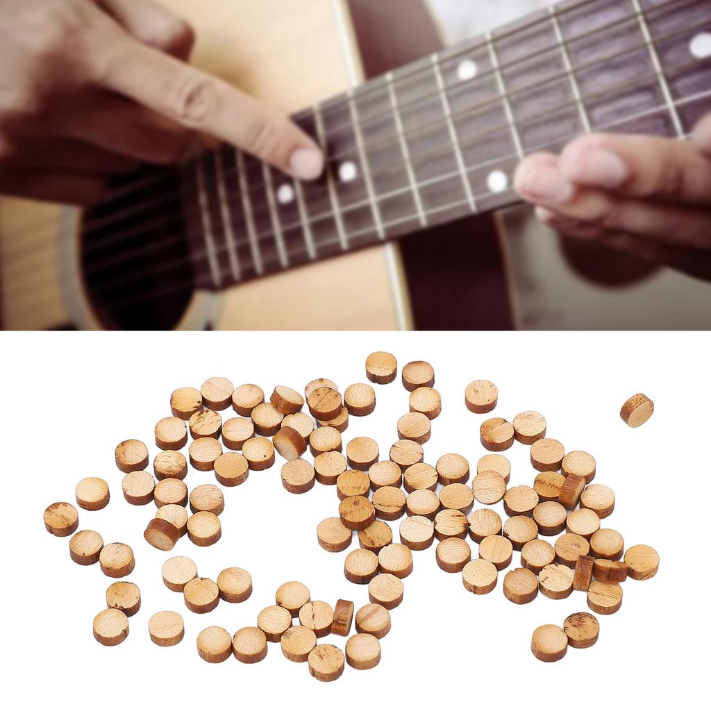 100Pcs Guitar Fretboard Dots Maple Wood Round Inlay Fingerboard Dot Markers for Mandolin Ukulele 5mm