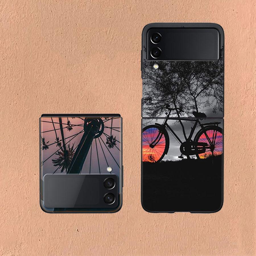 Beautiful Sunset and My Bicycle Phone Case For Samsung Z Flip 6 7 5G Galaxy Z Flip 5 4 3 5G Cases Shockproof Hard Cover TPU