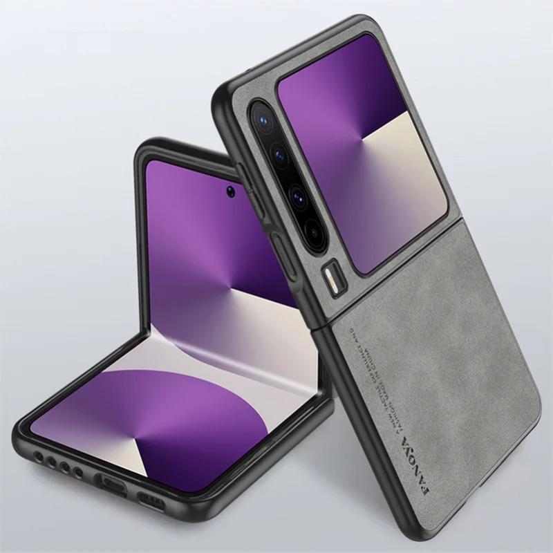 Pro Huawei Pura X Luxusní pouzdro z ovčí kůže na skládací telefon pro Huawei Pura X VDE-AL00 Ochranný nárazuvzdorný silikonový okrajový nárazník