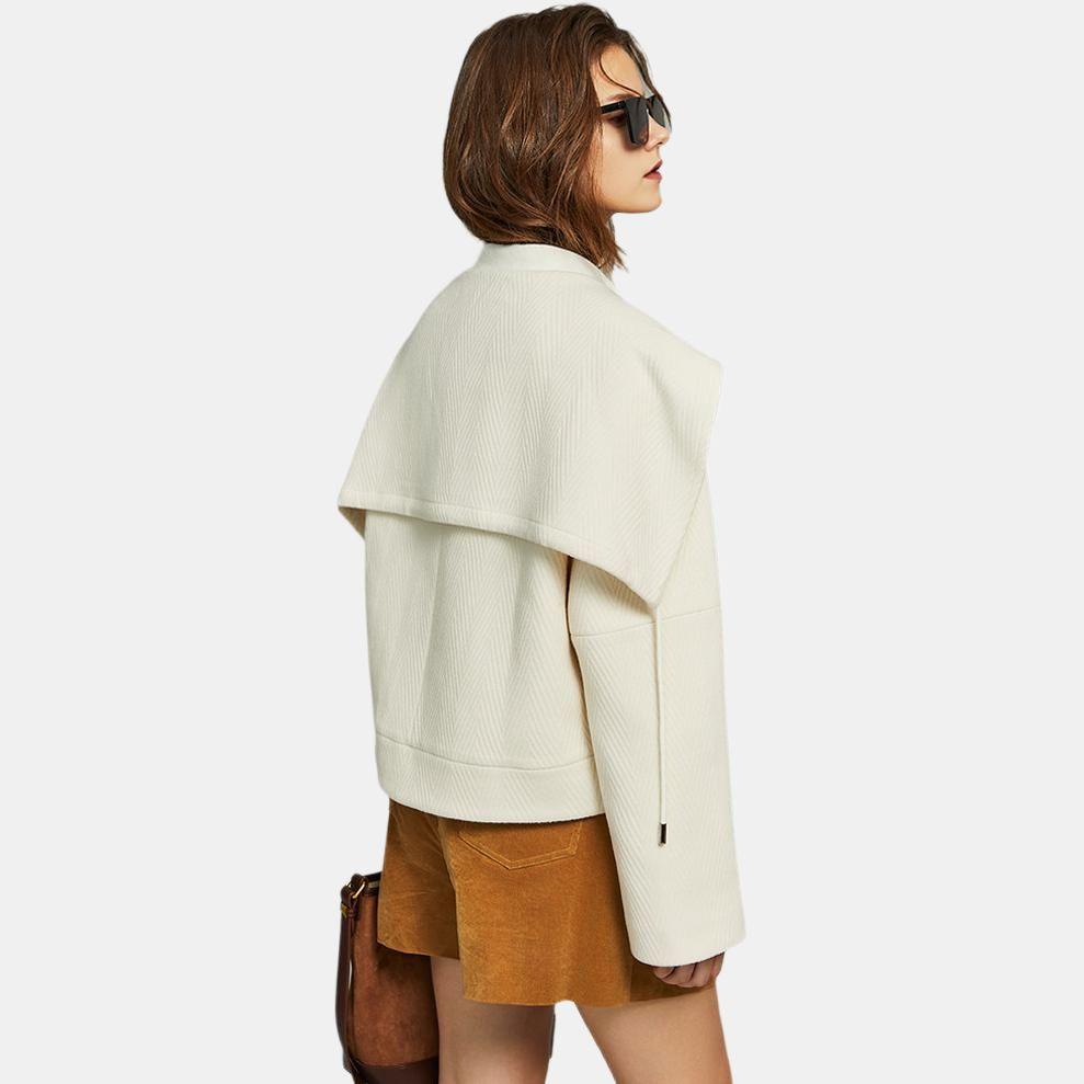 ELLE Solid Color Elegant Petite High-End Lapel Jacket Women jackets Off-White EF36374