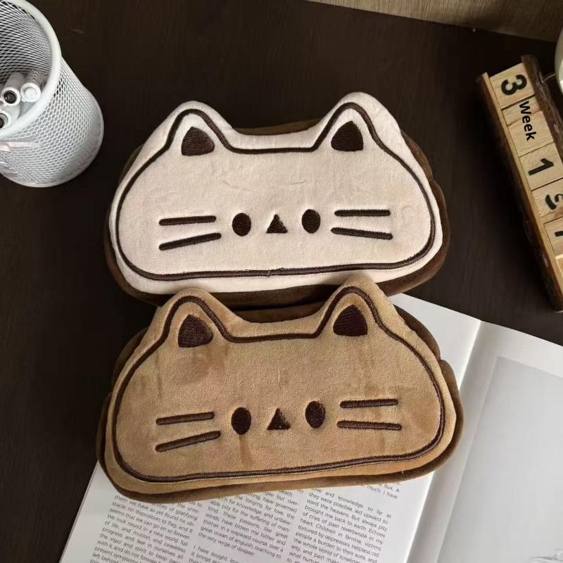 Cute Cartoon Plush Bread Cat Pencil Case Stationery Bag Kawaii Animal Kitten Multifunctional Large Capacity Storage Bag Gifts