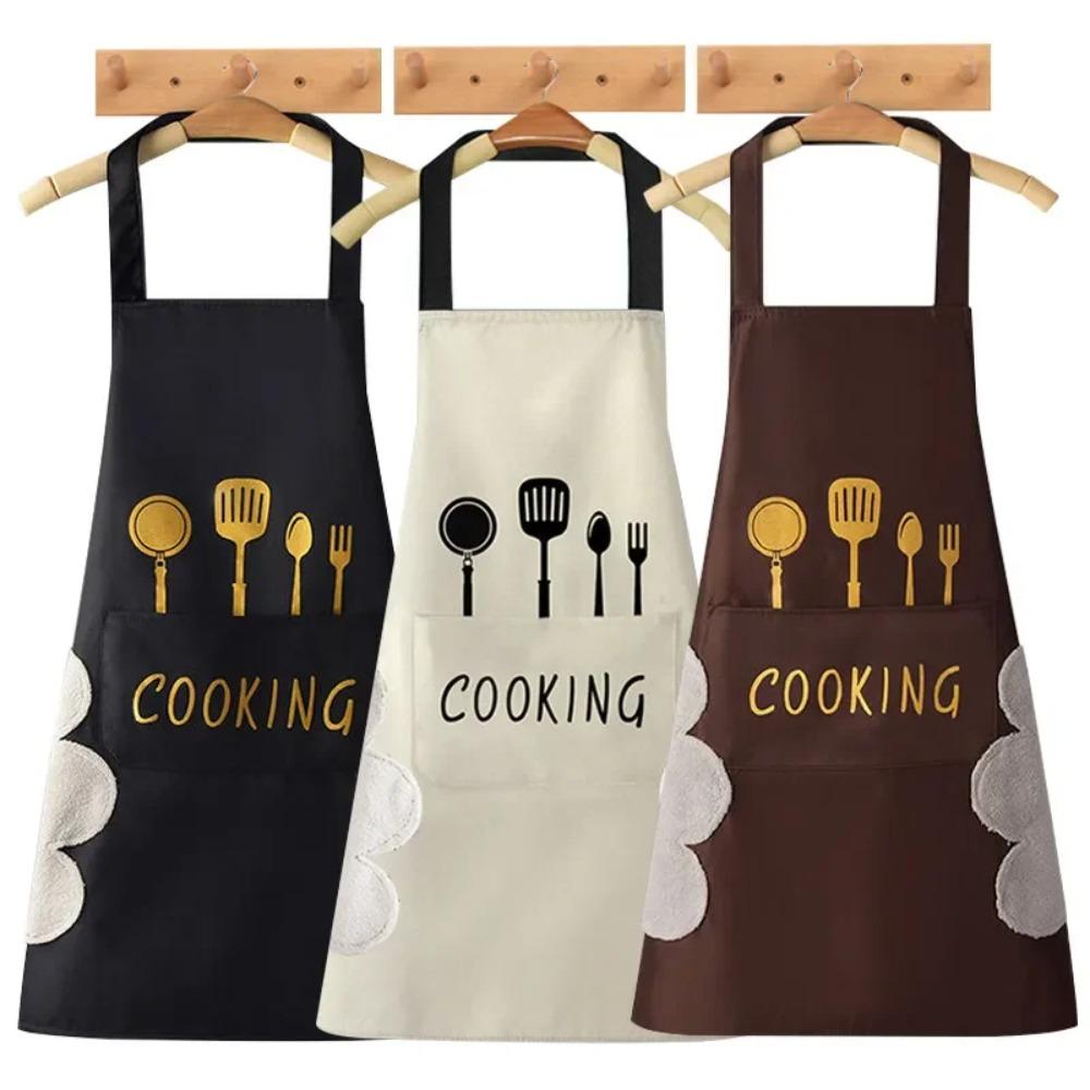 Cooking Apron Waterproof Adult Oil Proof Apron Kitchen Pinafore Restaurant Aprons Woman Can Wipe Hands Apron Fork Print Pattern