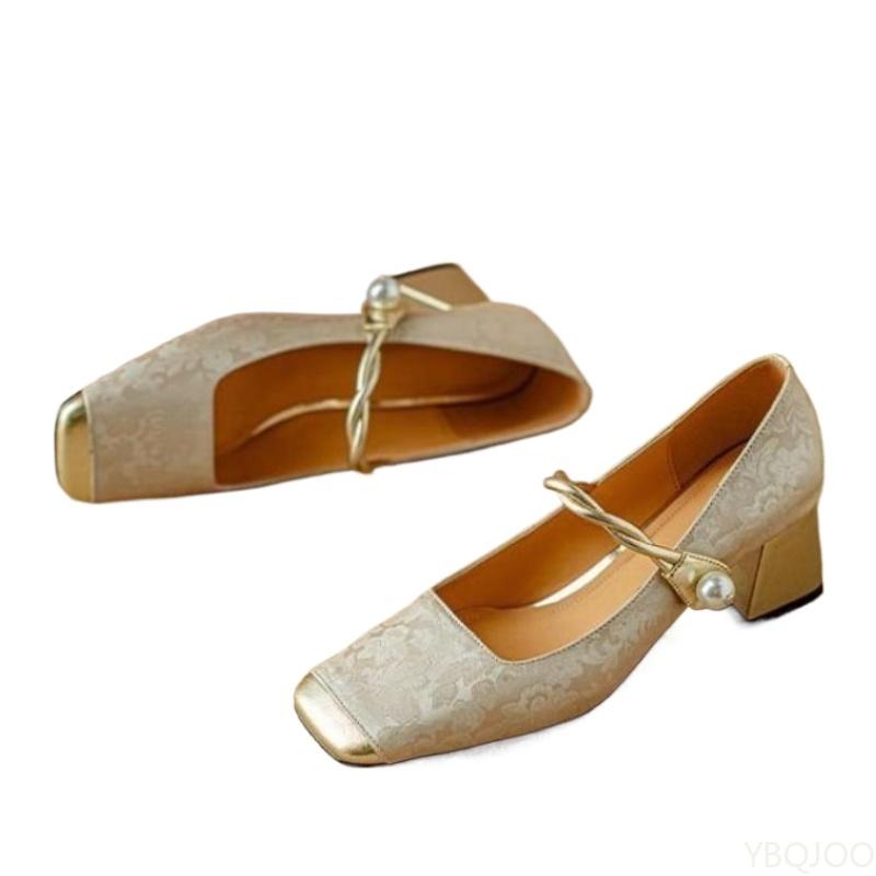 Fashion Spring new light colored medium to single order shoes color blocked square toe versatile casual comfortable women's shoes