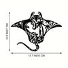 13.7 Inch Tropical Manta Ray Iron Wall Art, Metal Painting for Garden Patio Outdoor Decor, Island Style Seaside Retreat