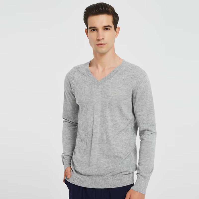 Hengyuanxiang Men's Fine Spun Pure Cashmere V-Neck Sweater