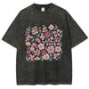 Colorful Floral Vintage Unisex Washed T-shirt, Stylish Y2k Shirt