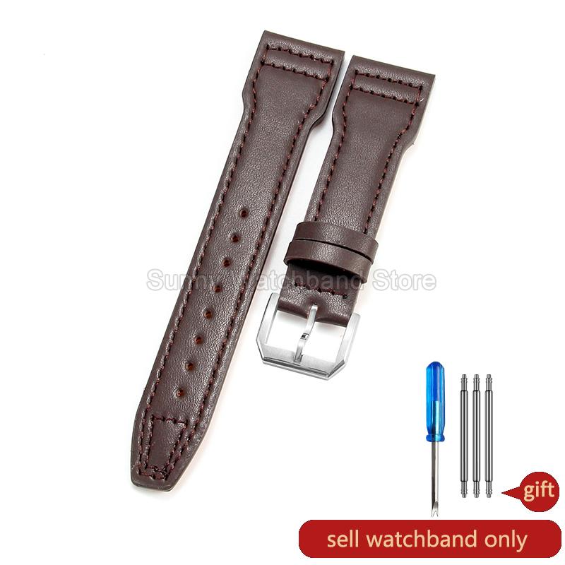 Coffee Black 20 21 22mm for IWC Portofino Le Petit Prince Portugieser Cowhide Watch Band Special Interface Needle Buckle Durable