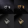 Fashion Animal Cat Claw Ring Dog Claw Heart Ring Stainless Steel Adjustable Ring Minimalist Lover Party Jewelry