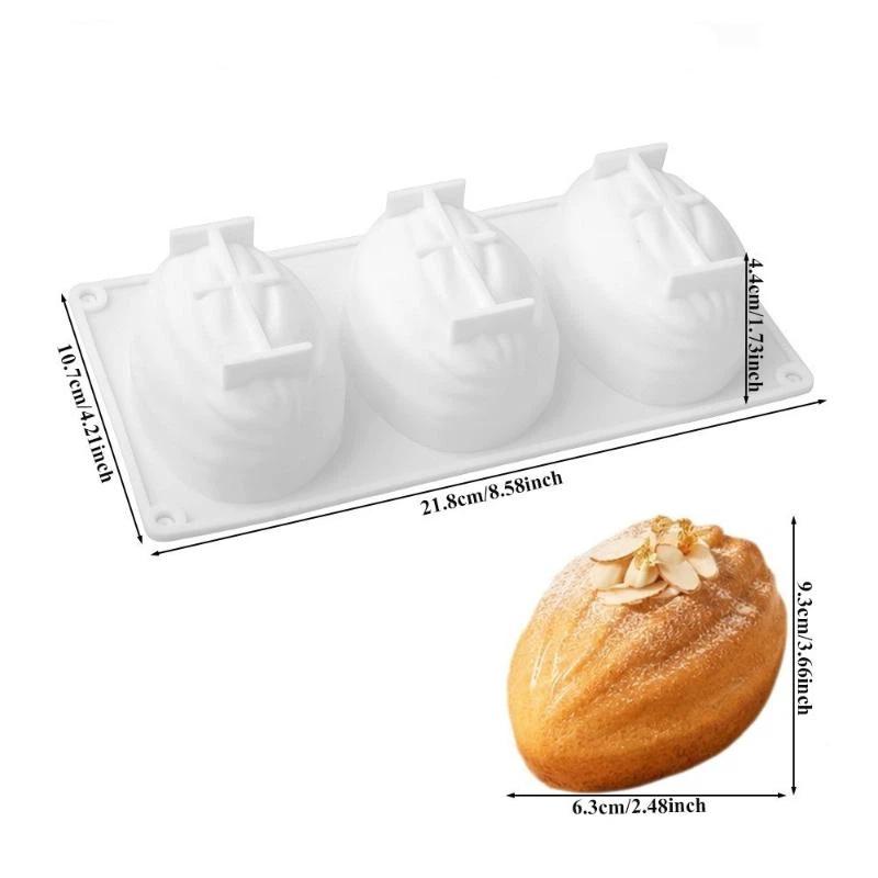 Stampo in Silicone per Torta 3 Cavità Forma di Mandorla Stampo da Forno Riutilizzabile Mousse al Cioccolato Dessert Budino Stampini per Gelato