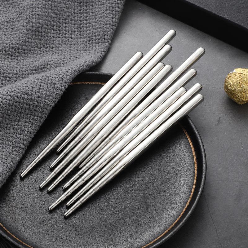 304 Stainless Steel Non-slip Children's Chopsticks - Round & Square, Portable Tableware for Home, Hotel, and Outdoor Use