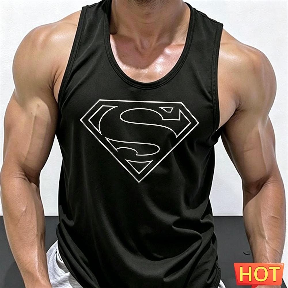 Men Round Neck Sleeveless Fitness Vest Quick‑Dry Gym Tank Top