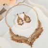 Women Crystal Necklace Earrings Indian Bridal Jewelry Sets Brides Wedding Party Costume Accessories