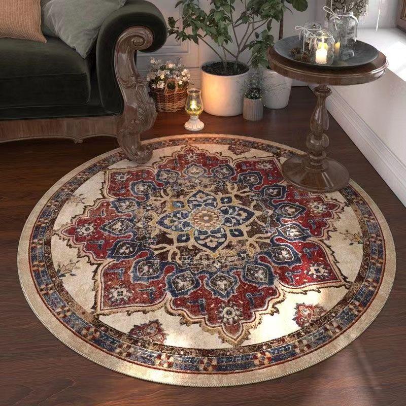Retro Circular Carpet Home Bedroom Living Room Sofa Coffee Table Room Thick Floor Mat Carpet Chair Mat