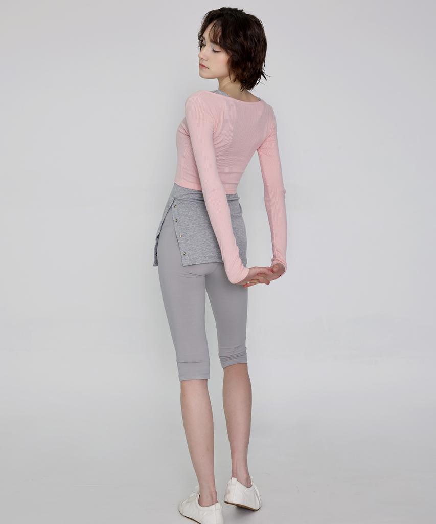 Debiweeo Julia Ribbed Long Sleeve Devi-T0092-Salmon Pink
