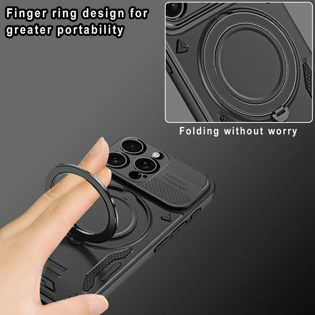 For iPhone 16 Pro Max Case Compatible with MagSafe Shockproof TPU + PC Phone Back Cover with Kickstand