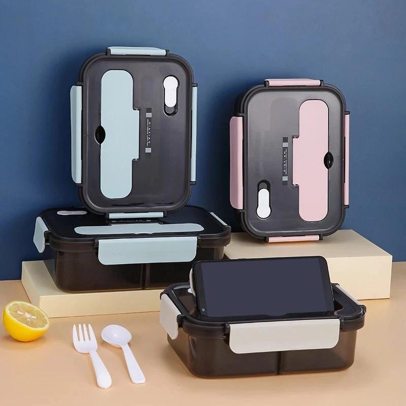 Transparente Lunchbox für Kinder, Vorratsbehälter für Lebensmittel mit Deckel, auslaufsicher, für die Mikrowelle geeignet, Speisenwärmer, Snacks, Bento-Box im japanischen Stil