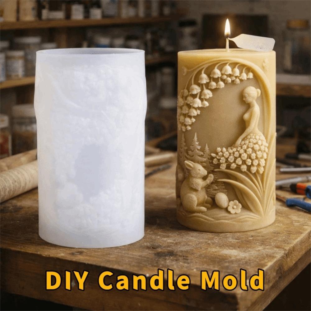 3D Flower Girl Candle Mold Non-stick Pillar Candle Mold Decorative Plaster Mold  DIY Crafting