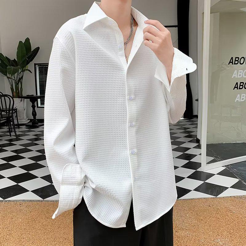 

Мужская японская рубашка с длинным рукавом Pizazz белого цвета - Модная свободная повседневная куртка для весны и осени Triple Extra Large белый