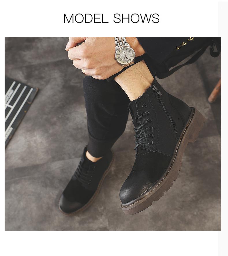 Men's Korean Style Spring Leather Military Work Boots - High Top Casual Desert Short Boots