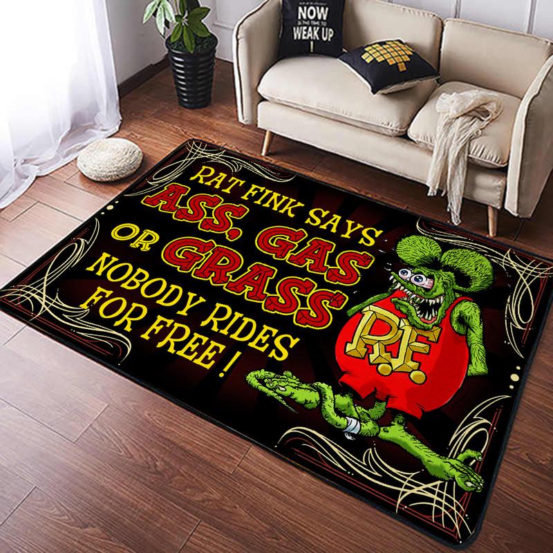 Personalizovaný koberec Rat Fink do obývačky Spálňa Rat's Hole Old School Culture Mat Darčeky pre otca Vlastný koberec Fink na motocykel