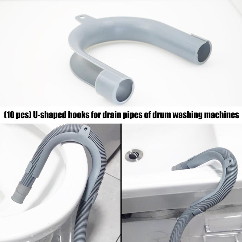 10Pcs U Shape Drain Outlet Hose Guide Assembly Drain Hose Washing Machine Dishwashers Hose Clip Hose Holder Bracket