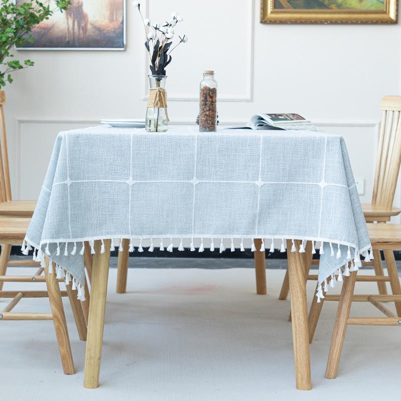 Tablecloth Large Plaid Dustproof Cotton And Linen Solid Color Home Hotel Restaurant Cloth Tablecloth Table Mat Can Be