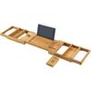 Bathtub Tray Extending Bamboo Bath Bridge Rack Tablet Free Soap Holder Includes Glass Holder Removable Shelf Book Rest Face Towel Slot Snack Space