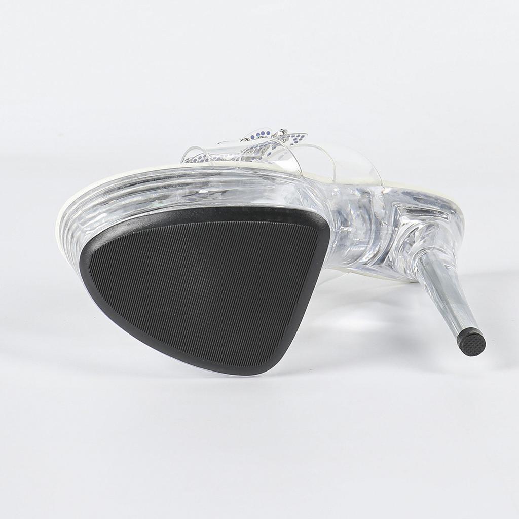 Rhinestone Sexy High Heel 15CM Thin Heel Waterproof Table Slippers Transparent Crystal Shoes Wedding Shoes Banquet High Heel