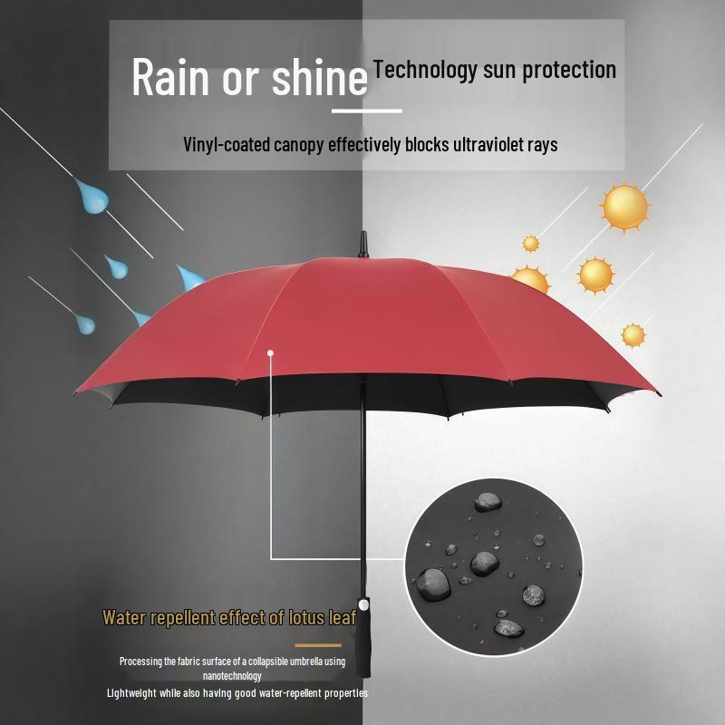 Long Handle 8-Rib Golf Umbrella - Automatic, Straight Handle, UV Protection, Rainproof for Sun and Rain