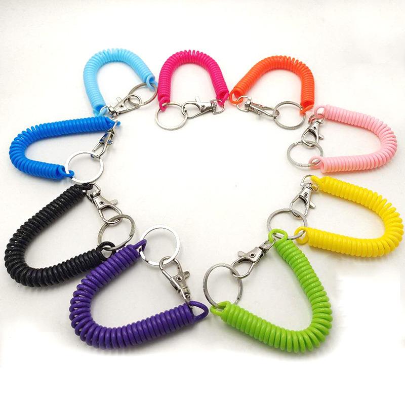 1Pc High Elastic Plastic Anti-lost Phone Cable Spring Rope Key Chain Bag Mobile Phone Lanyard Keychain Color Spring Rope
