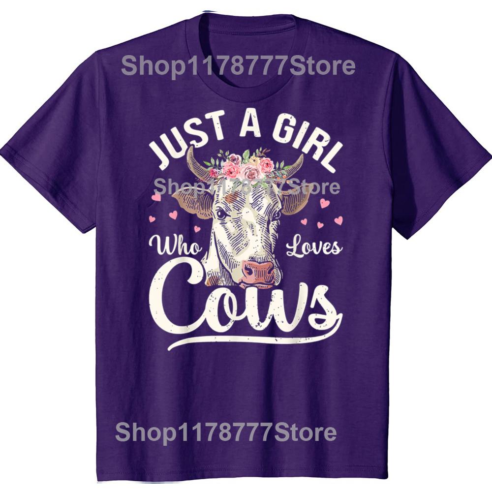 Funny  I Am Just A Girl Who Loves Cows Cow Farmer Farm T Shirts Birthday Gifts Mens Clothing Fashion Loose Oversized T Shirt