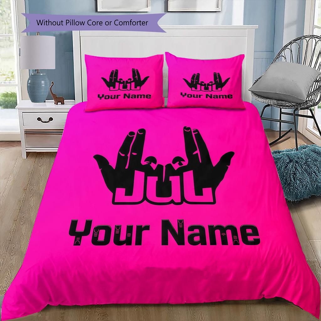 Custom Name JuL C'est Pas Des Lol Bedding,Quilt Set Quilt Cover Pillowcase Home Birthday Gift(1 * duvet cover + 2 * pillowcase, without core) -HE72