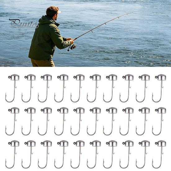 Compact Fishing Supplies 50Pcs Metal Hooks Set, 3.5/5/7/10/14g Jig Head Hook, Heavy High Strength Duty Fish Hook with Barbs for Freshwater Saltwater