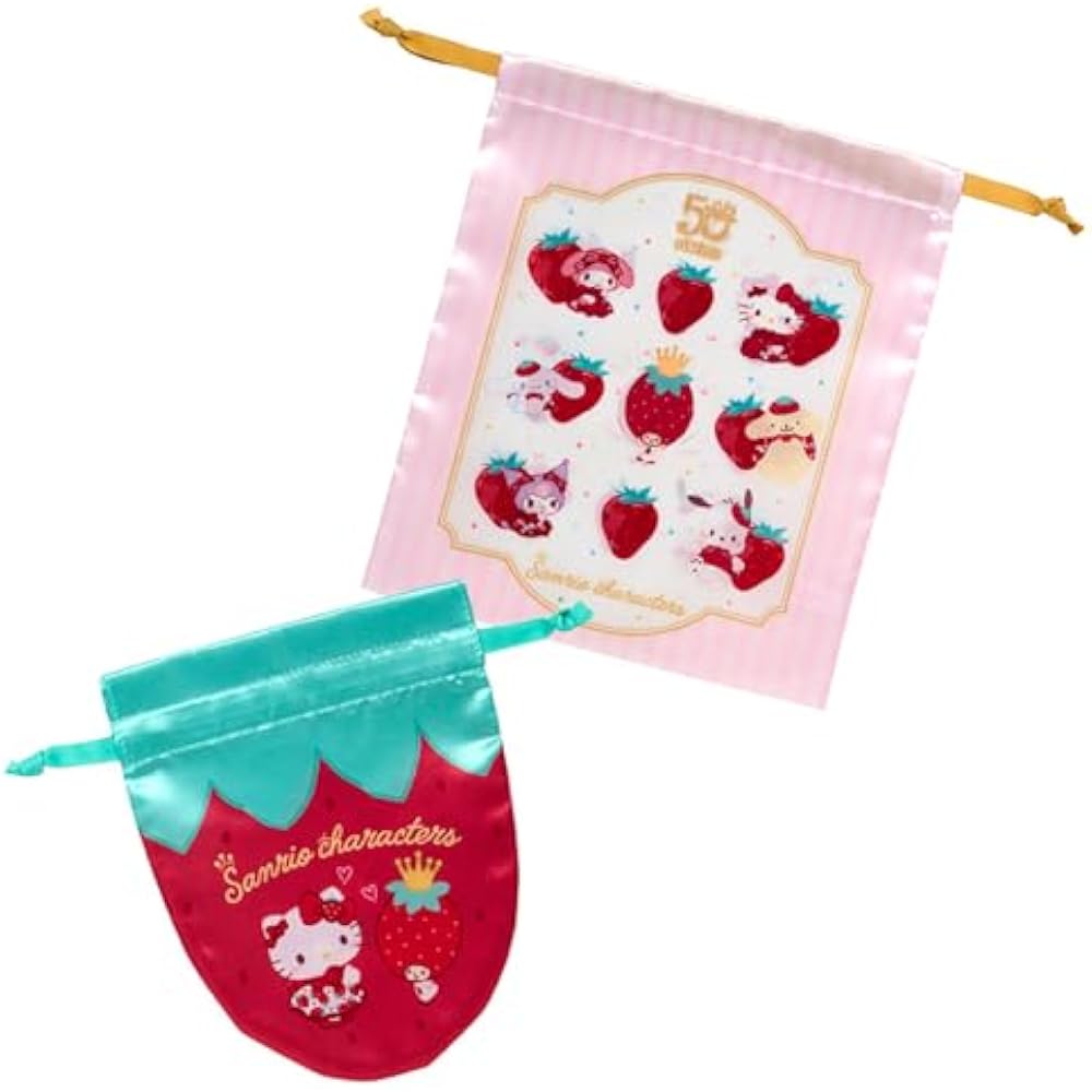 Sanrio (SANRIO) Drawstring Set of 2 (Ichigo Newspaper 50th Anniversary) Sanrio Characters Accesso...