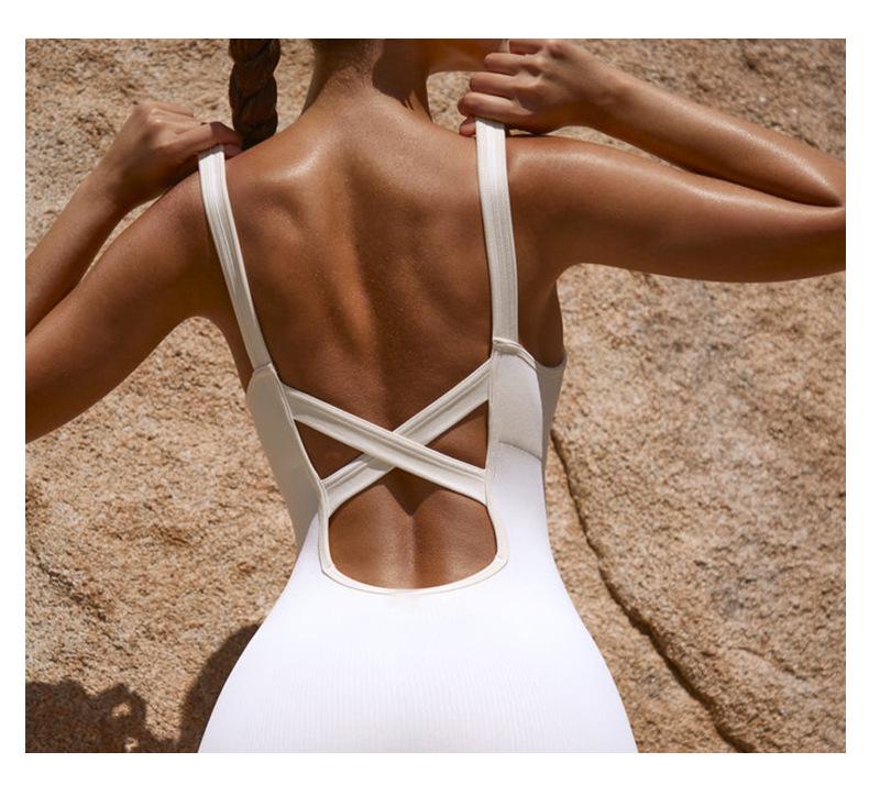 Sleeveless Cross-Back Hip-Lift Quick-Dry Yoga Bodysuit