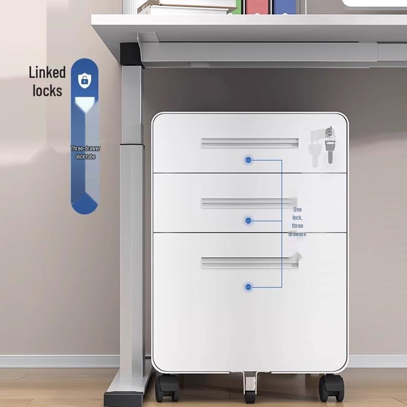Under-Desk Metal Filing Cabinet with Lock, Mobile Office Storage Cabinet, Small Drawer Cabinet