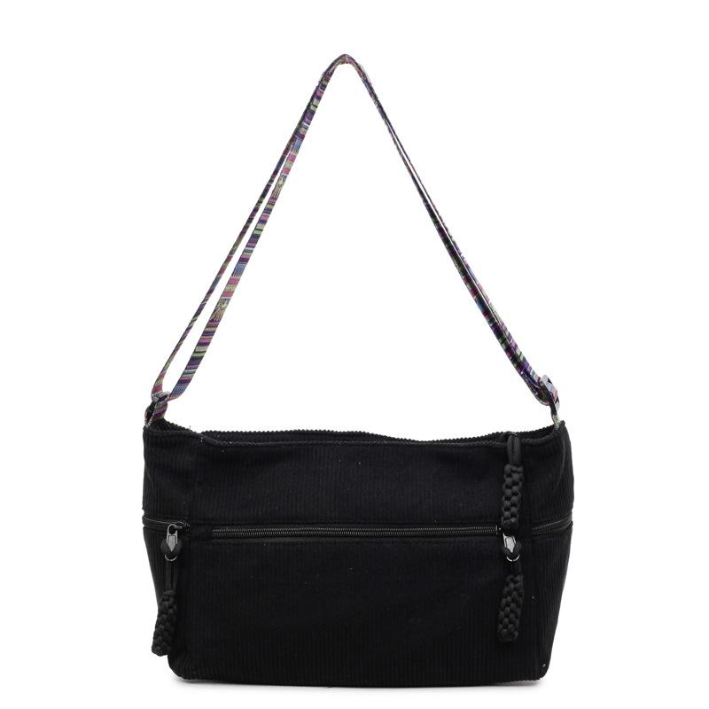 

Женская вельветовая сумка через плечо, однотонная сумка через плечо чёрный