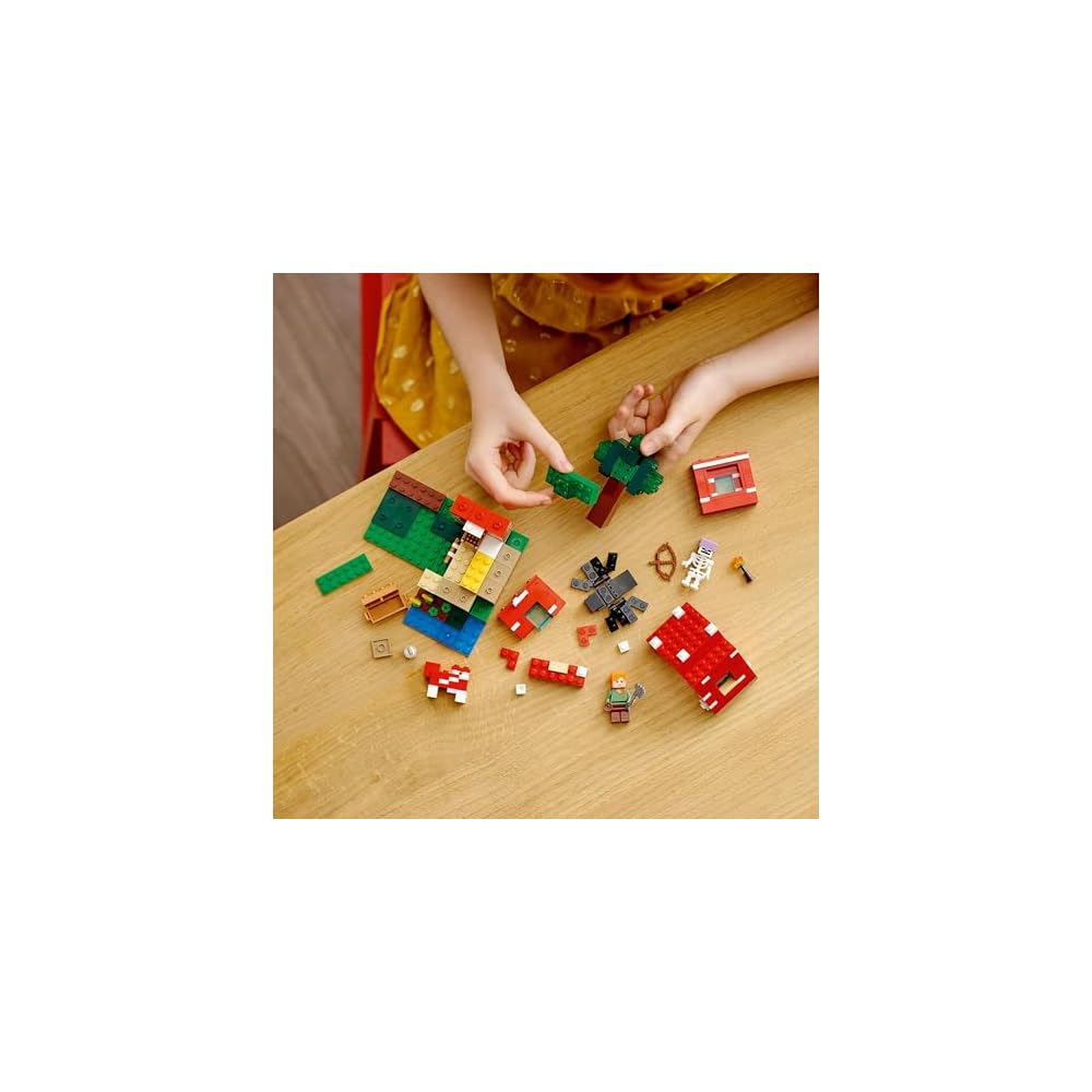 LEGO Minecraft Mushroom House Building Set 21179 for Kids Ages 8-10, Creative Toy for Boys and Girls