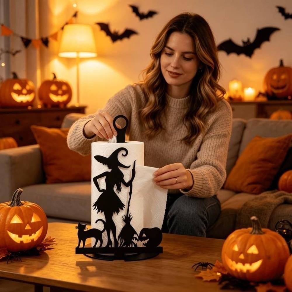 Halloween Witch Kitchen Tissue Rack Freestanding Vertical Napkins Rack Living Room