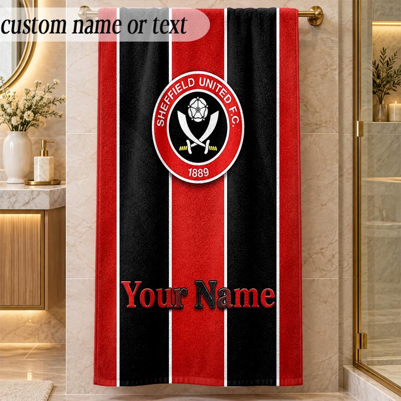 Beach TowelSheffield United FC Custom Name Text Personalized Soft Towel for Beach Pool Indoor Home Decor Gift