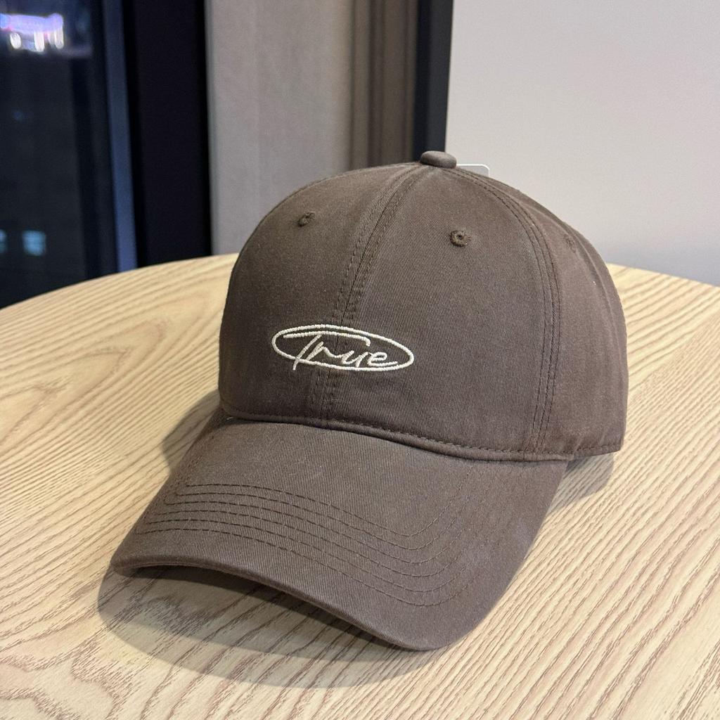 Korean-style fashion yellow letter embroidery Korean-style washed cotton baseball cap for young couples, suitable for outings, unisex sun hat