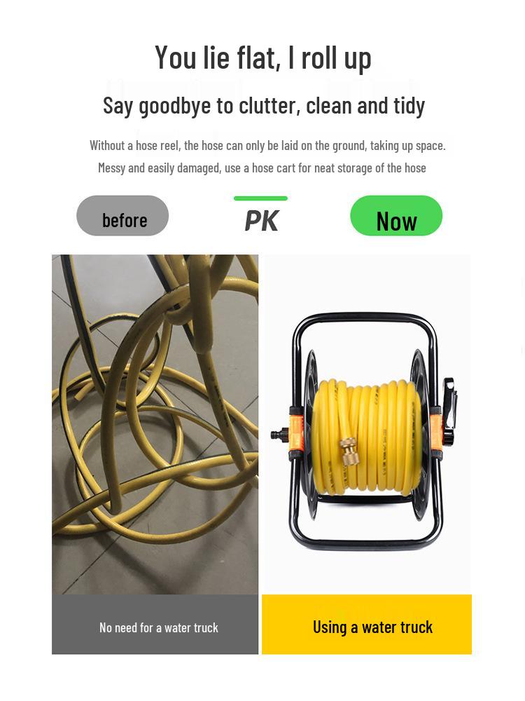 20m Bilvattenslangslindare med Vattenpistol & Förvaringsställ, Upprullningsrulle, 6/4tum, Finns även i 50m.