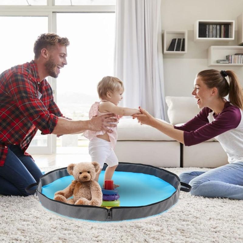 Gjenbrukbar polyester aktivitetsmatte for barn med glidelåslukking Oppbevaringsorganisatorer Trygg for byggeklossaktiviteter Håndverk Pikniker