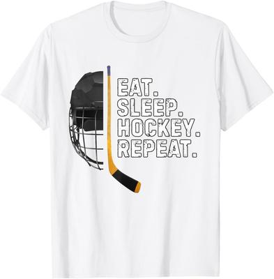 T-shirt Manger Dormir Hockey Répéter T-shirt Drôle Cool Joueur de Hockey