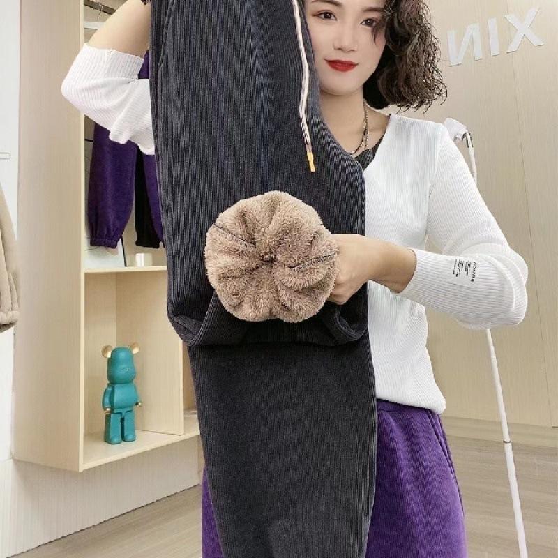 Осенние и зимние флисовые брюки, Повседневные брюки, Повседневные узкие брюки 2XL