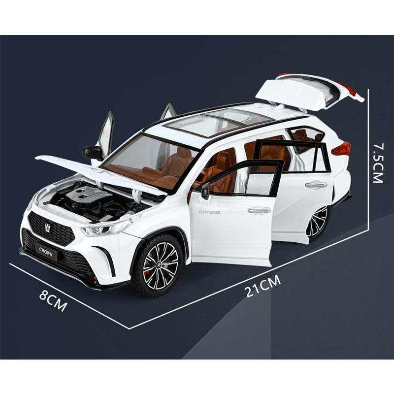 1/24 Toyota Crown KLUGER SUV Alloy Car Model Diecast Metal Toy Off-road Vehicles High Simulation Sound and Light Collectibles Kids Gift