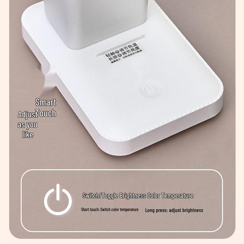 Multifunctional LED Desk Lamp with Rechargeable & Plug-in Options, Eye-Protection, Night Light, and Pen Holder for Study & Dorm Room