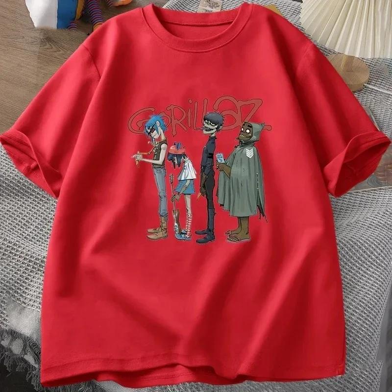 Music Band Gorillaz PUNK ROCK Printed Men's Fashion O-Neck European Cotton Short Sleeved T-shirt Retro Y2K Clothing T-shirt