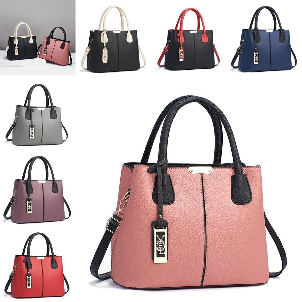 2023 Stylish Color Block Handbag Large Capacity Casual Shoulder Bag Cross-border Trendy Pu