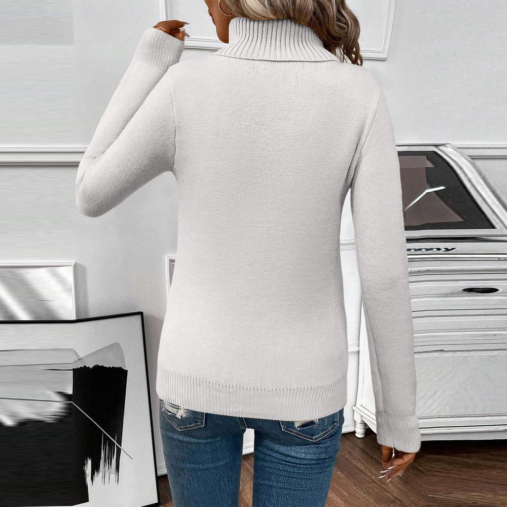 Women's Casual Knitted Sweater Solid Color Casual Loose Sweater